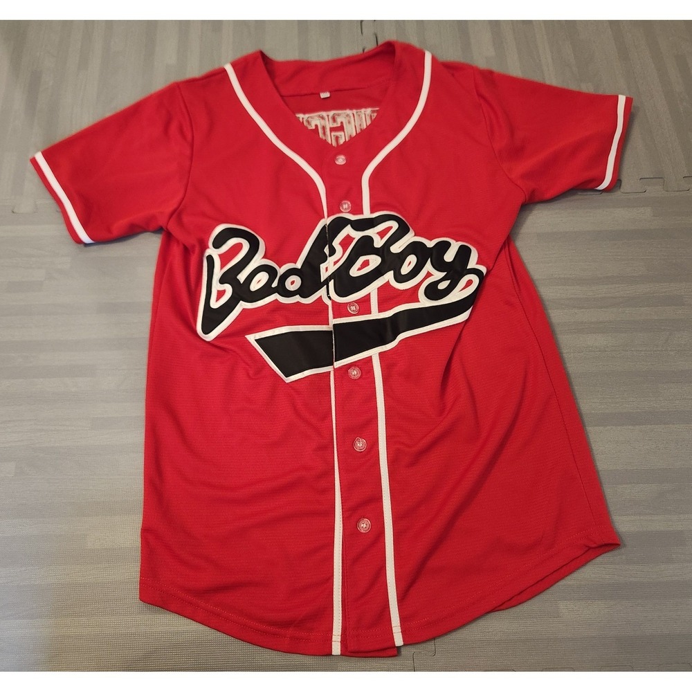 Bad‎ Boy Records Baseball Jersey Red Hip Hop Streetwear Mens Medium